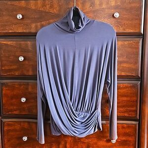 Three Dots Waisted Top, Grey, Size M